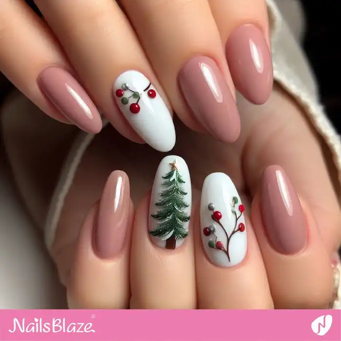 Glossy Christmas Tree Nail Design | Christmas | Winter - NB1244